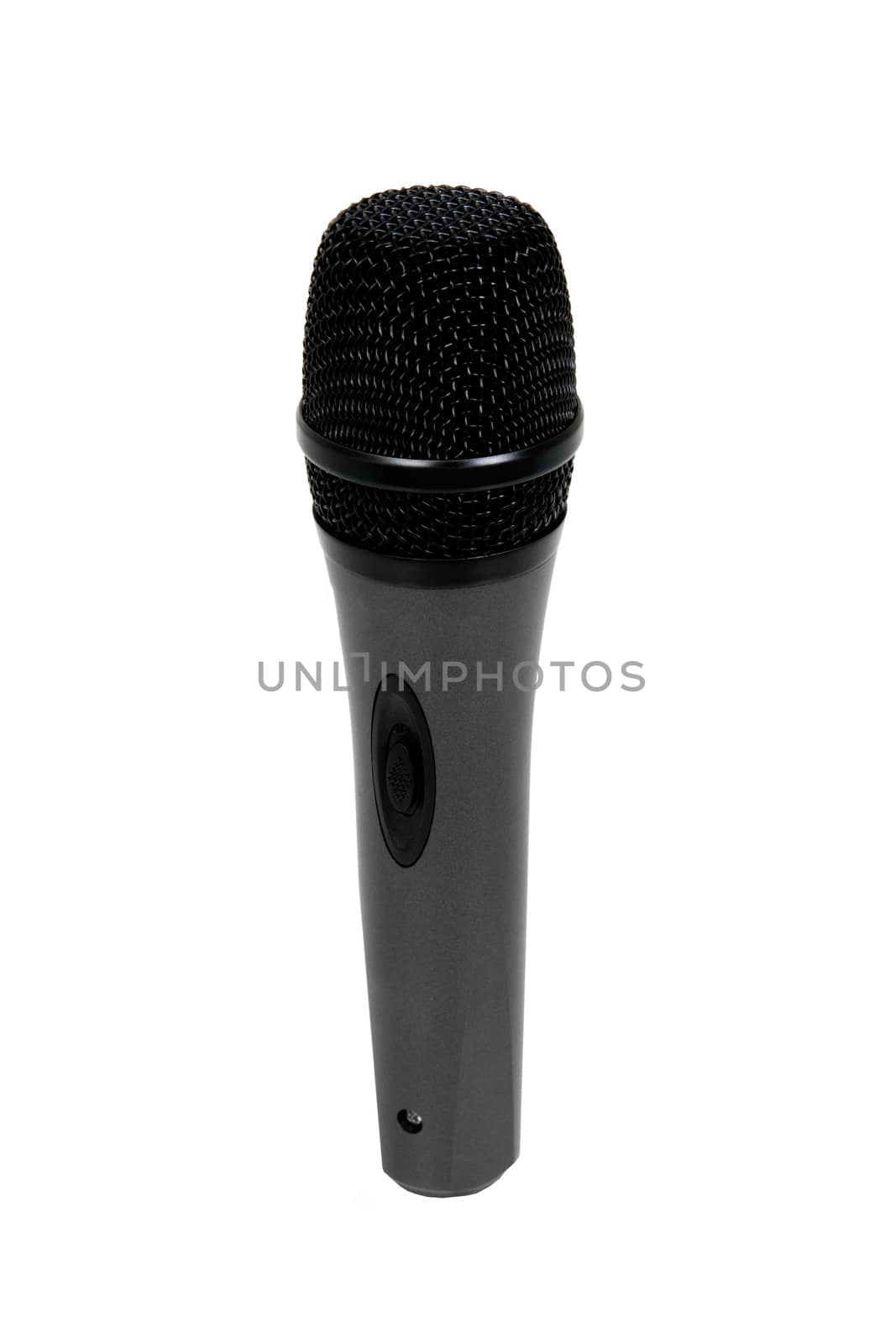 big black microphone on a white background