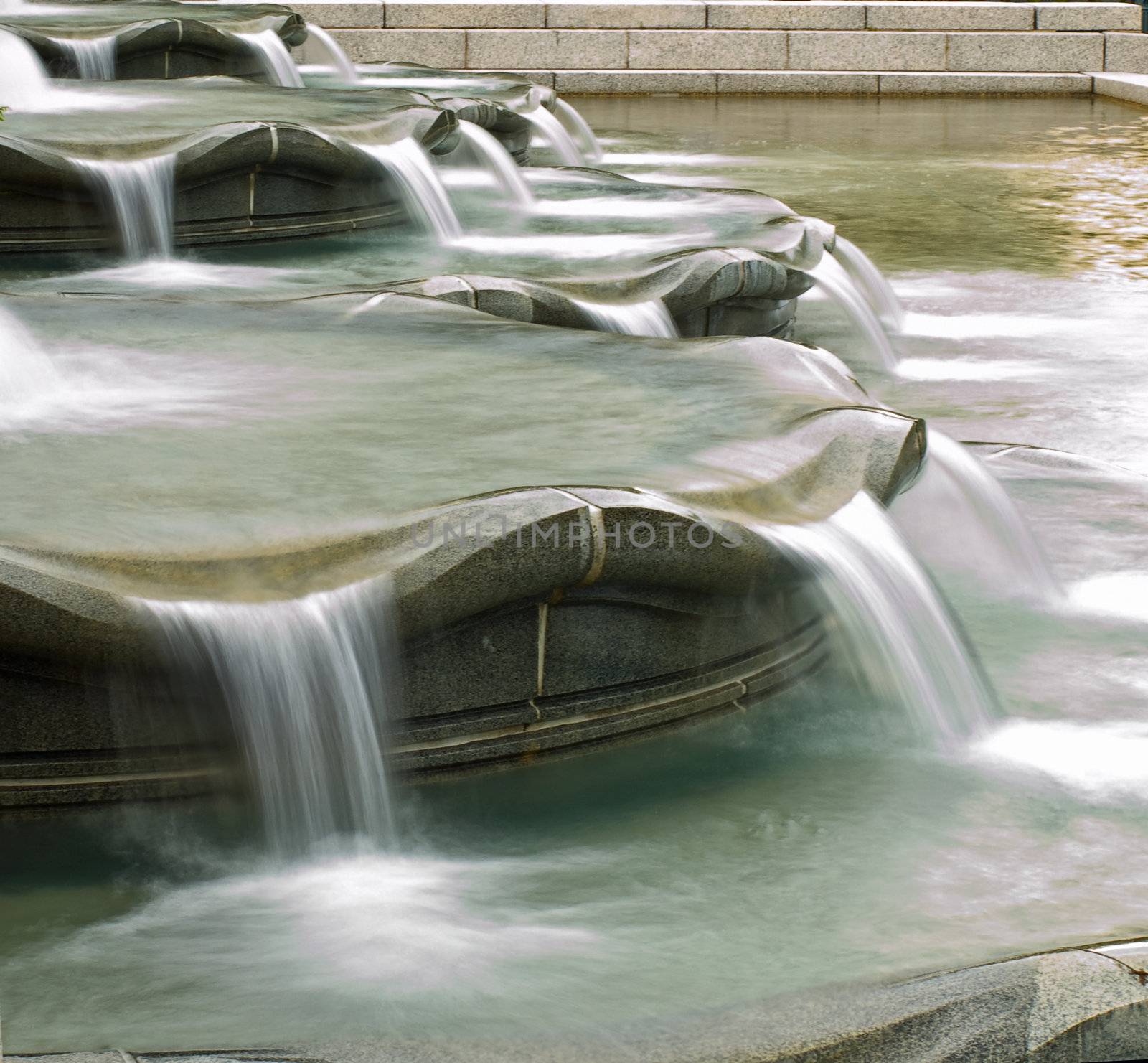 Water in a Fountain Flowing with a Slow Shutter