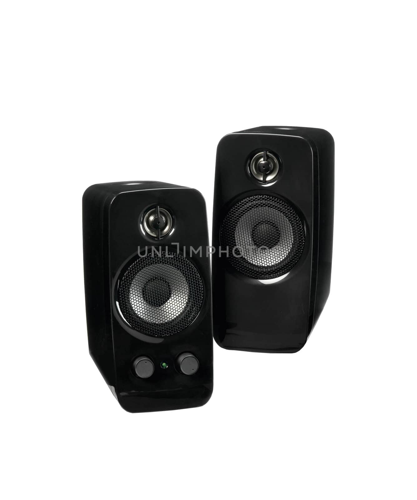 Black two speaker isolated on white background