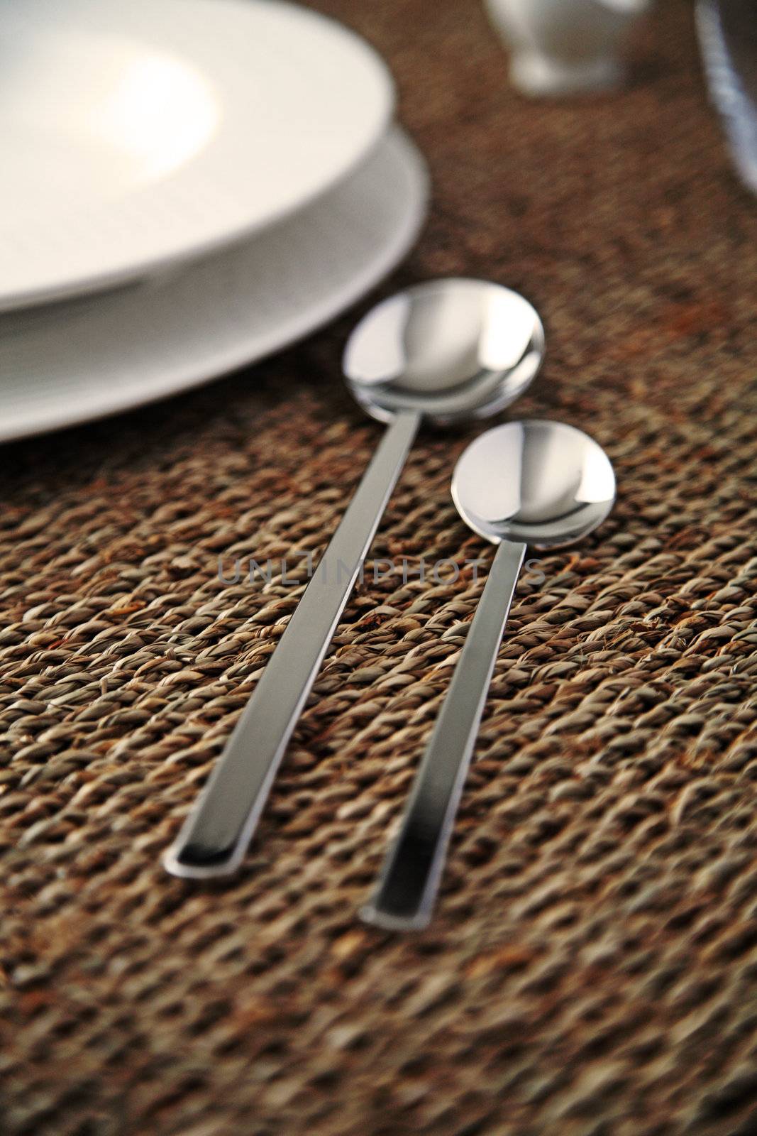 Elegant close up of a restaurant table,soft focus