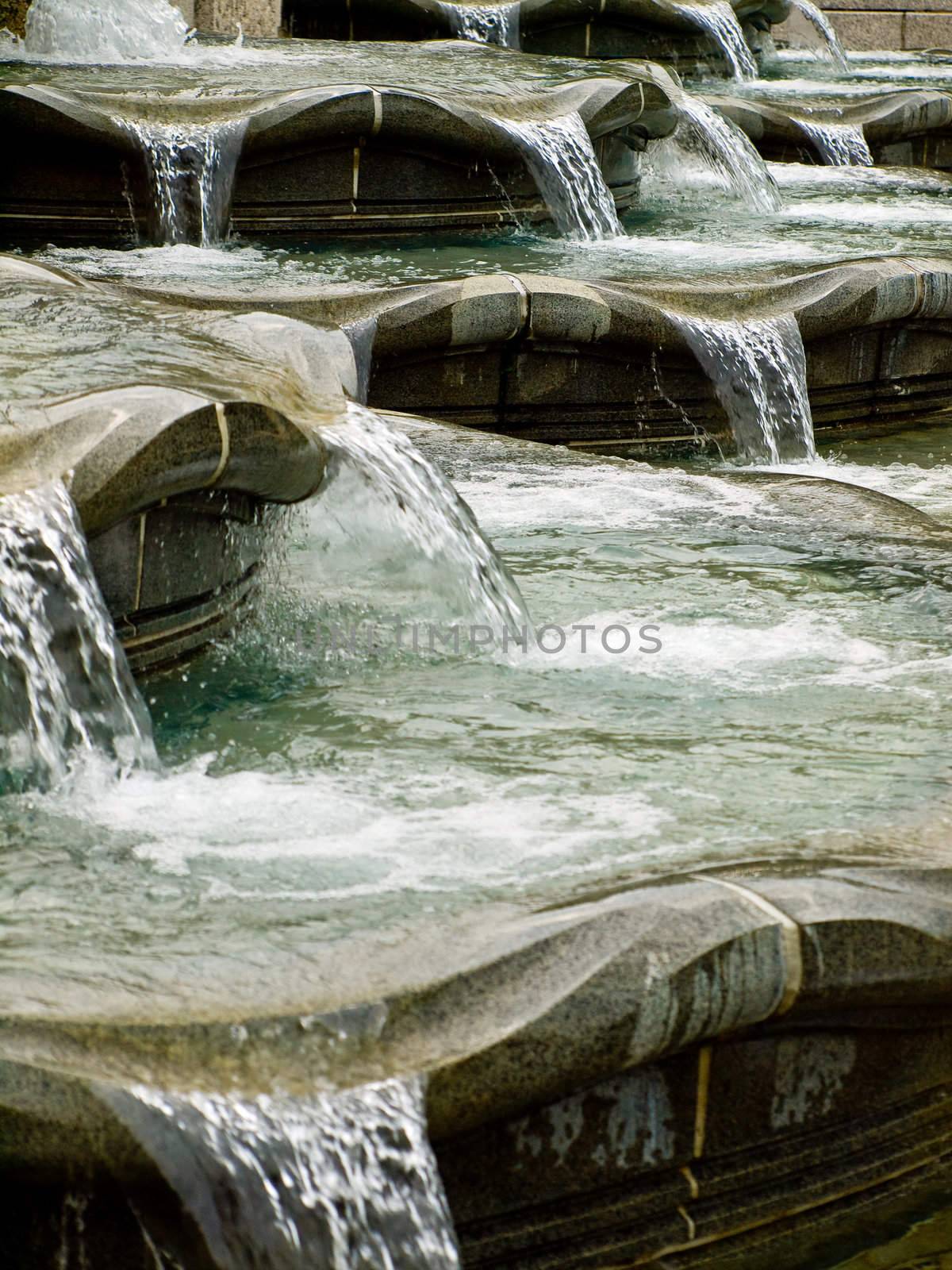 Water in a Fountain Flowing with a Slow Shutter