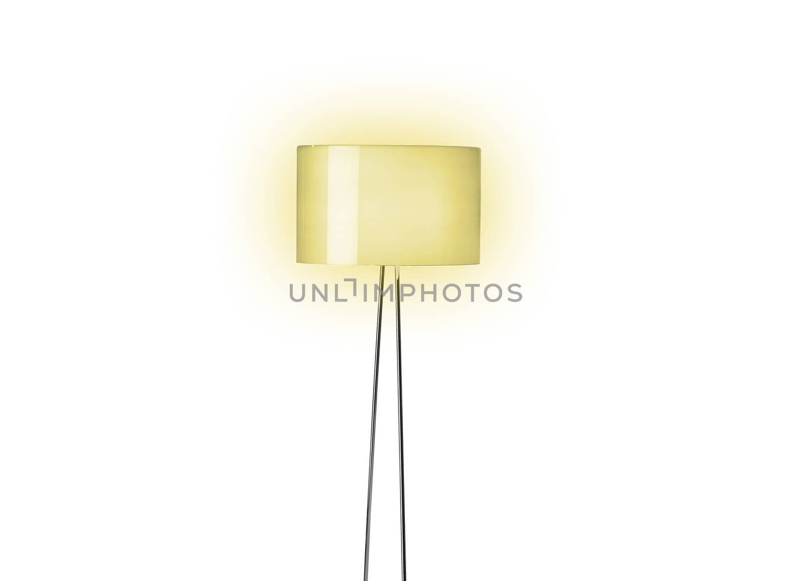 Tall Lamp with Orange shade isolated with clipping path