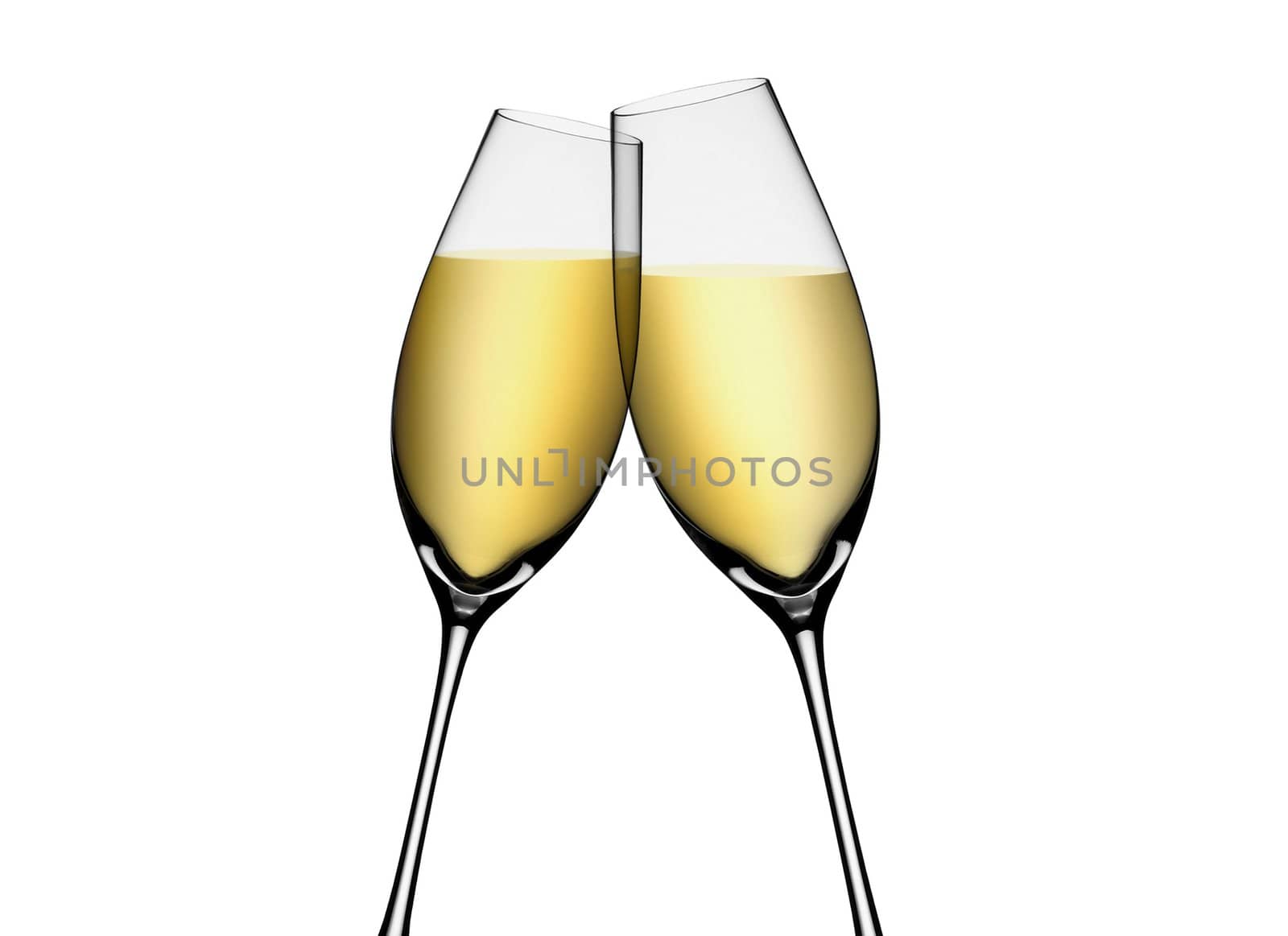 Two glasses of champagne. Isolated on white background
