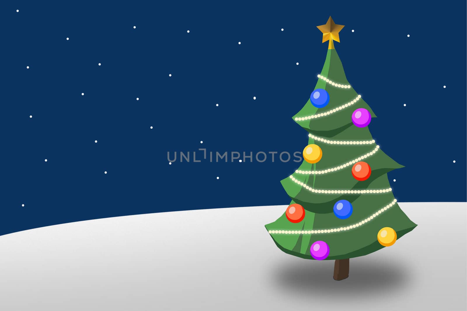 christmas tree in a snowy landscape