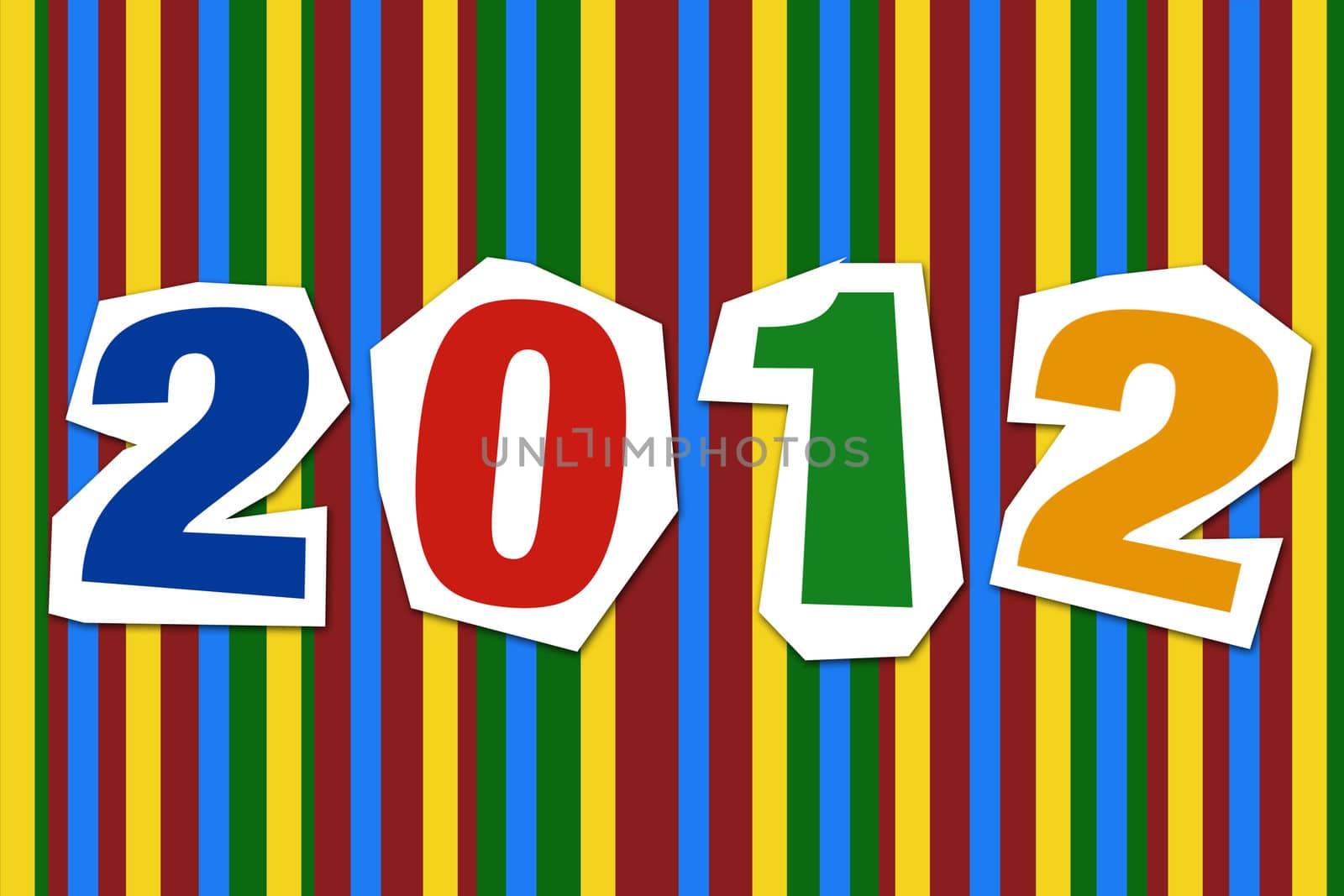 New 2012 year text with diferent colours