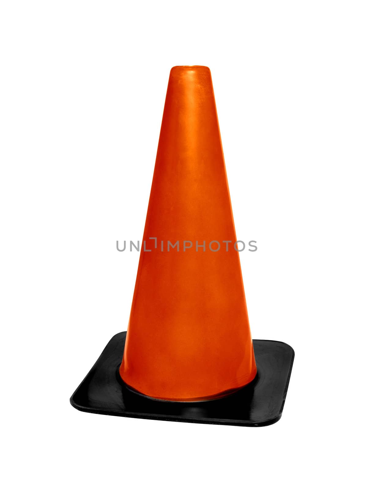 Orange plastic cone isolated on white background