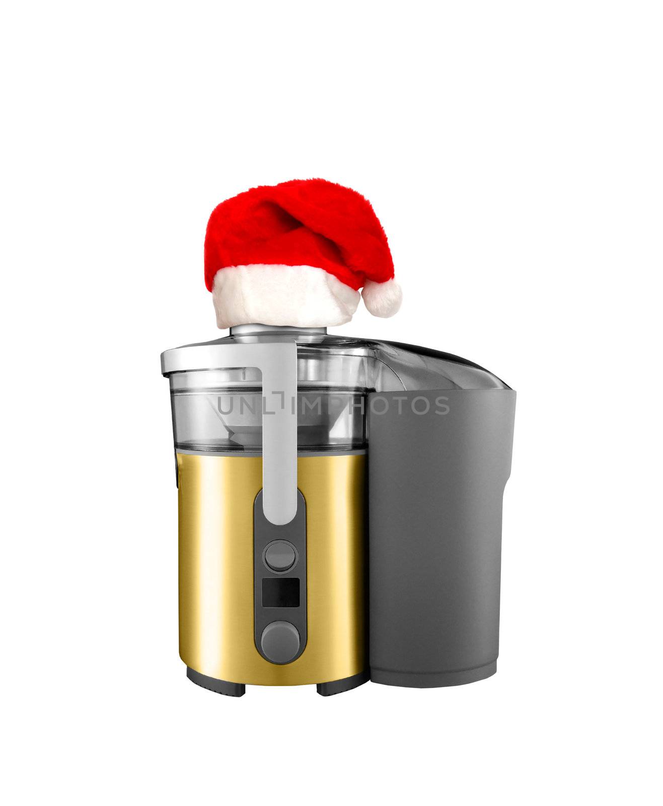 an electric Christmas blender on a white background