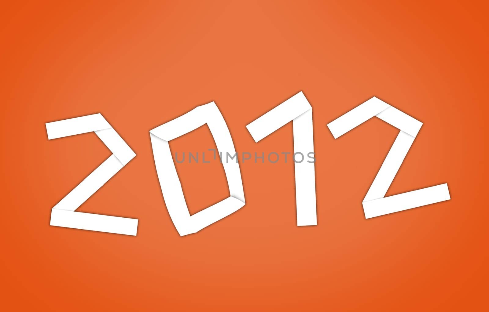 New 2012 year with orange background.