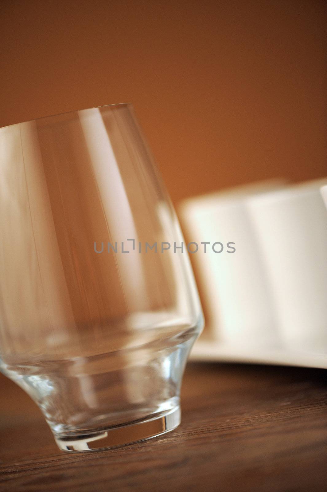 glass on table, close up, shallow dof