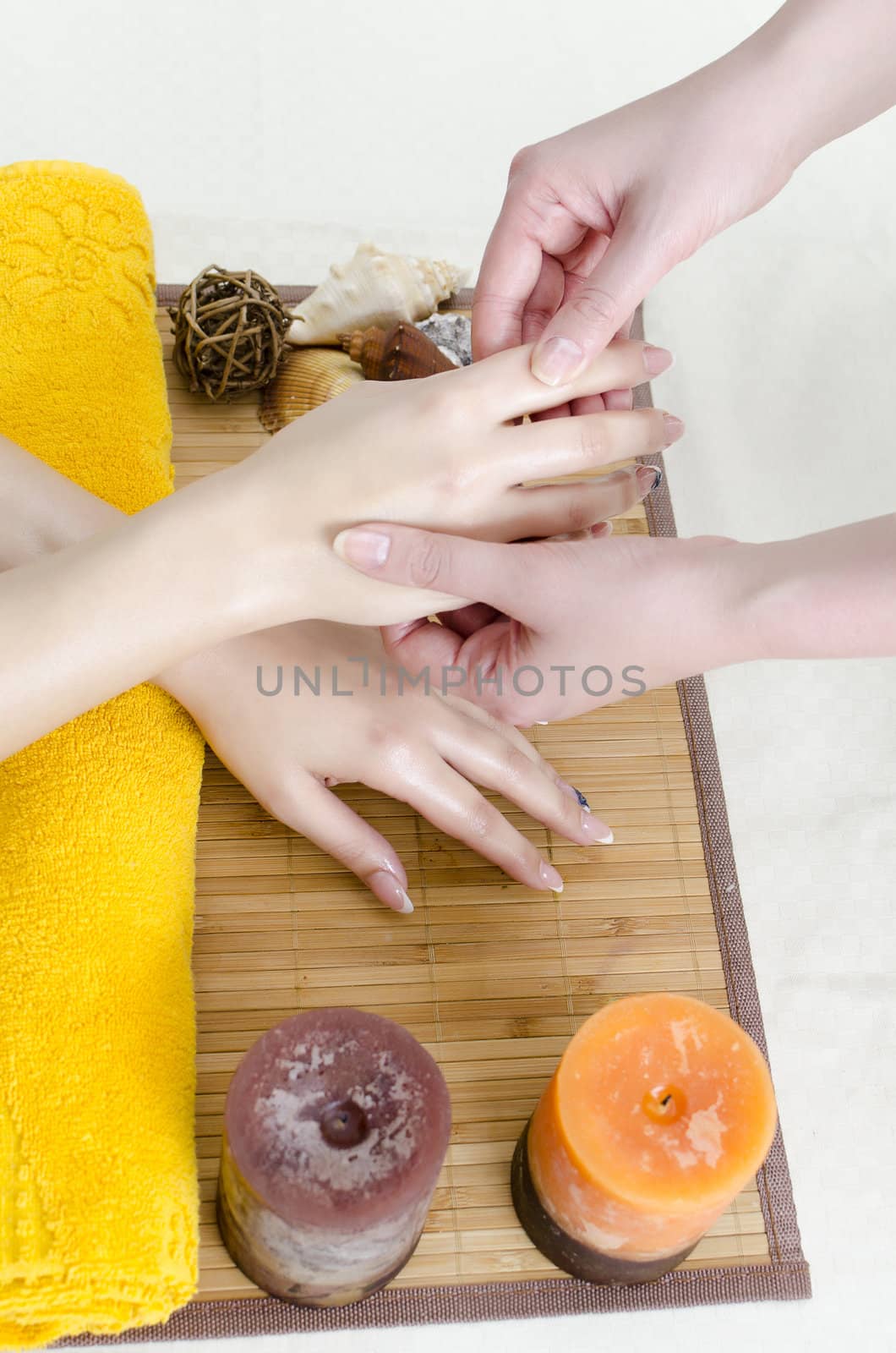 Hands massage in the spa salon