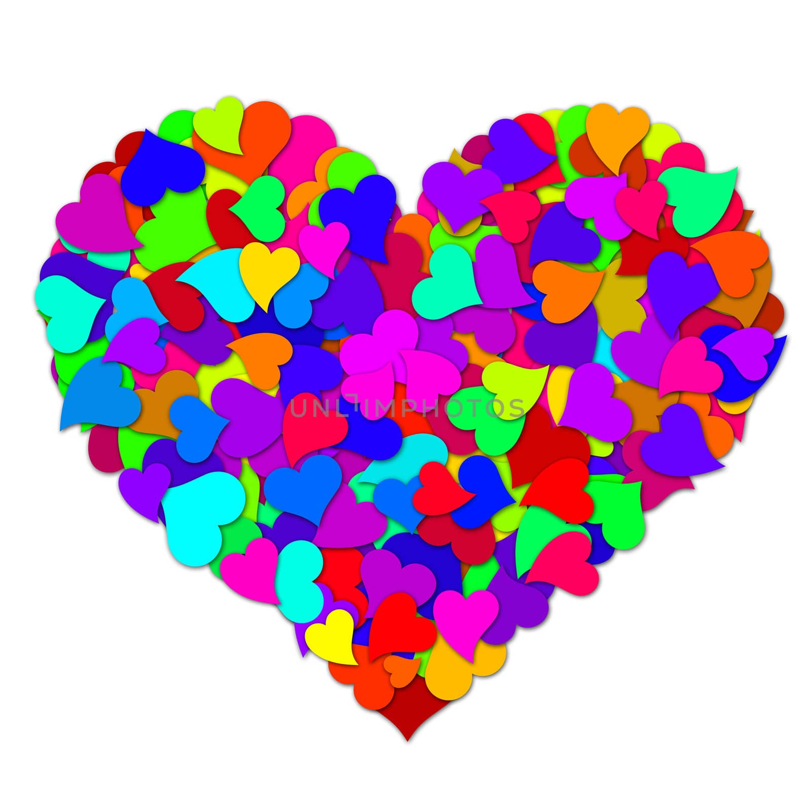 Colorful Hearts Forming Big Valentines Day Heart by jpldesigns