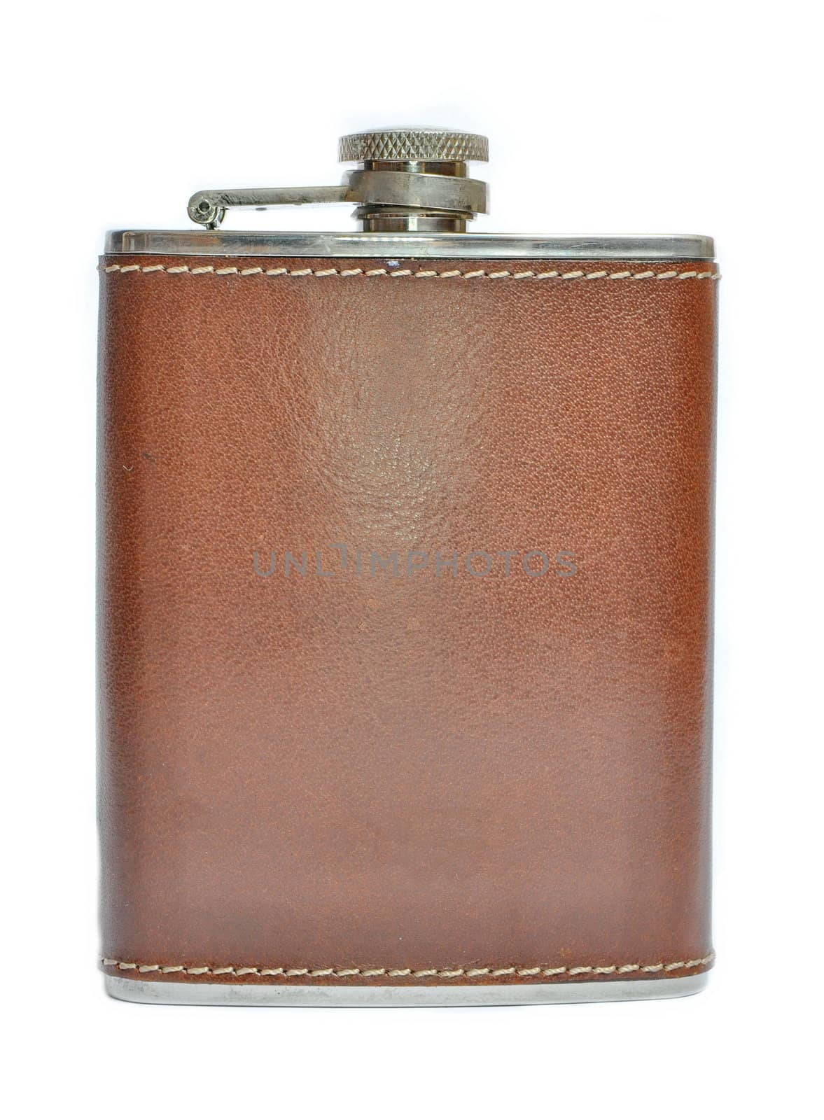 Brown hip flask isolated on white by anderm