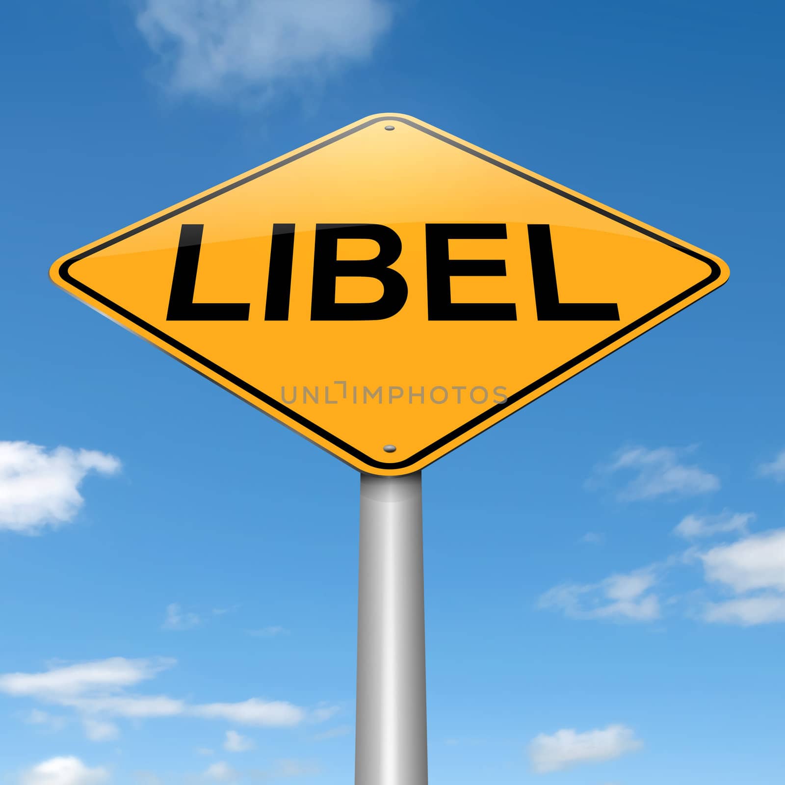 Illustration depicting a sign with a libel concept.
