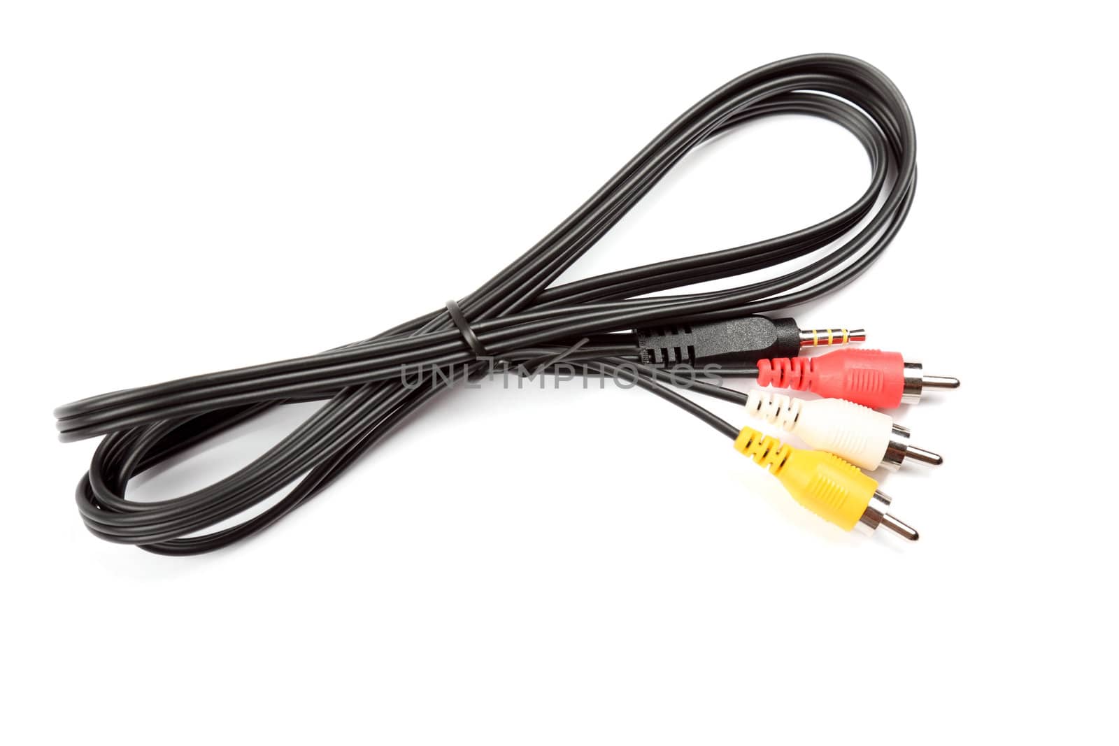 Video cable for digtal camera isolated on white background.