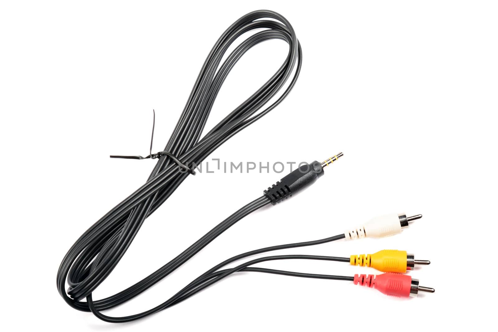 Video cable for digtal camera isolated on white background.