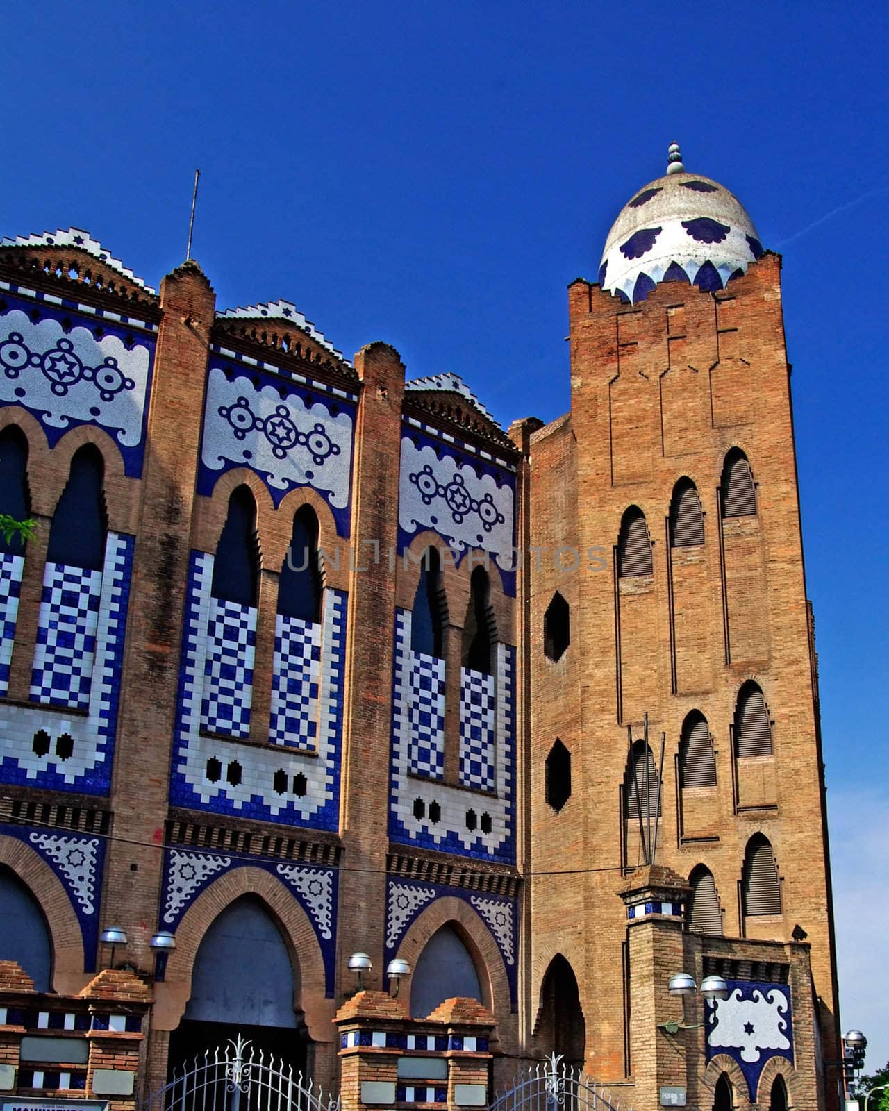 Hebrew religion building vertical photo. Barcelona, Spain. by borodaev