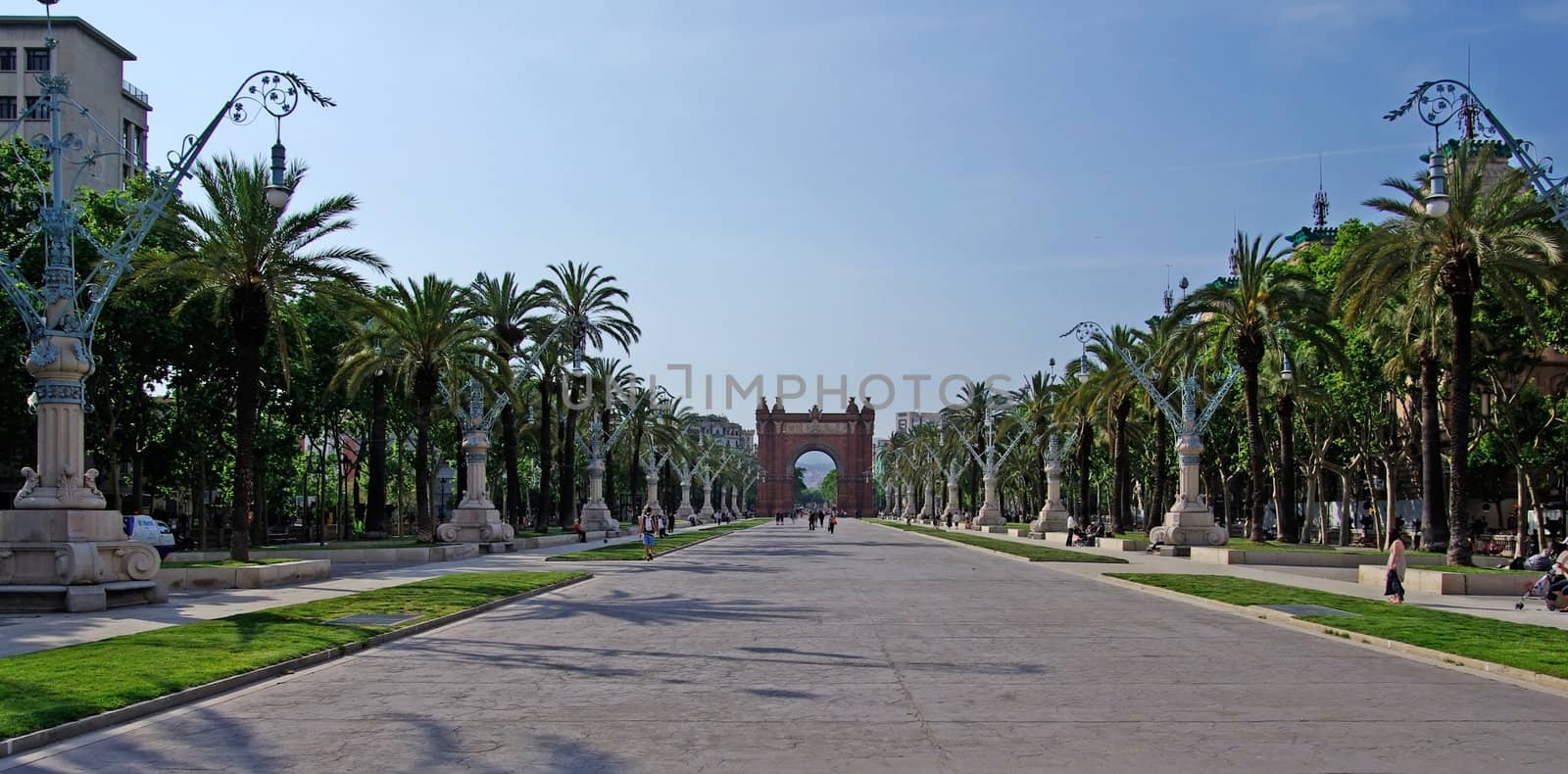 Triumphal arch made of brick. Barcelona, Spain.