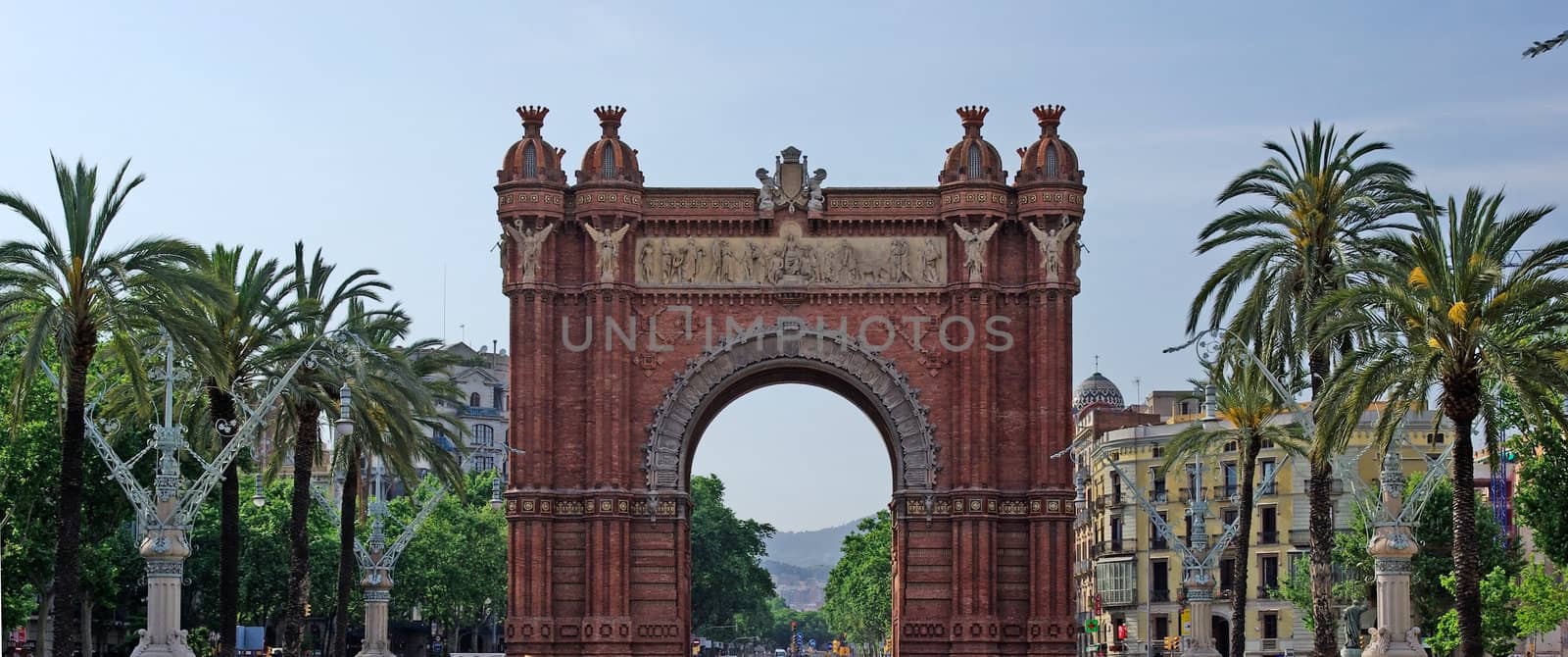 Triumphal arch made of brick. Barcelona, Spain. by borodaev