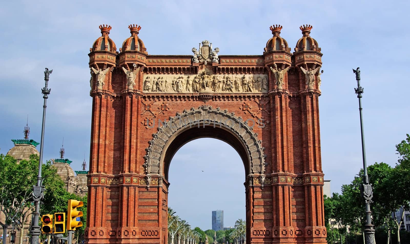 Triumphal arch made of brick. Barcelona, Spain. by borodaev