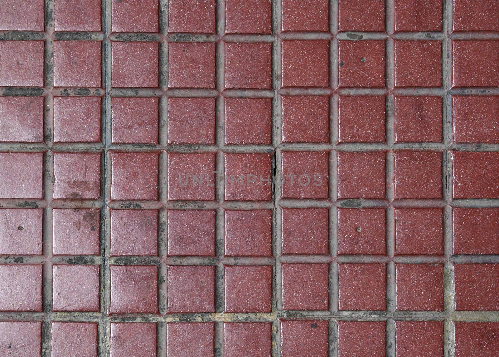 Old red tiled floor. Good as backdrop or background. by borodaev