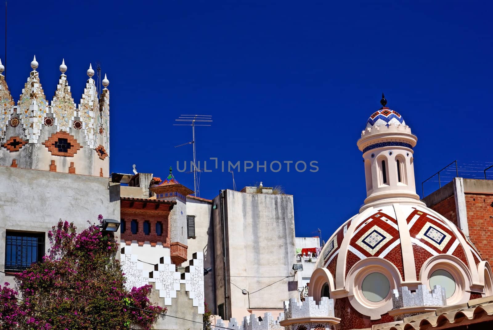 Church with beautiful architecture and ornament. Lloret de Mar, Costa Brava Spain.