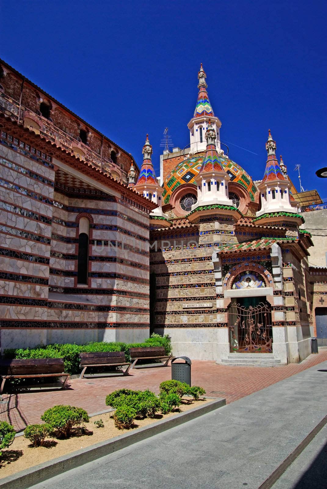 Parish Church of Sant Roma with beautiful architecture and ornament. Lloret de Mar, Costa Brava, Spain.