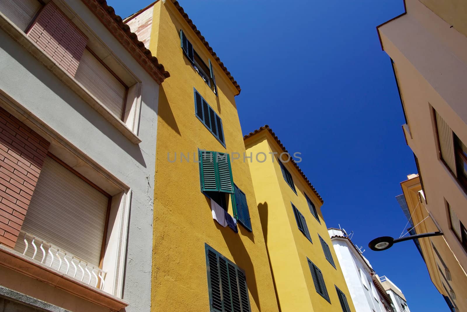 Bright architecture of small Lloret de Mar city. Costa Brava, Spain.