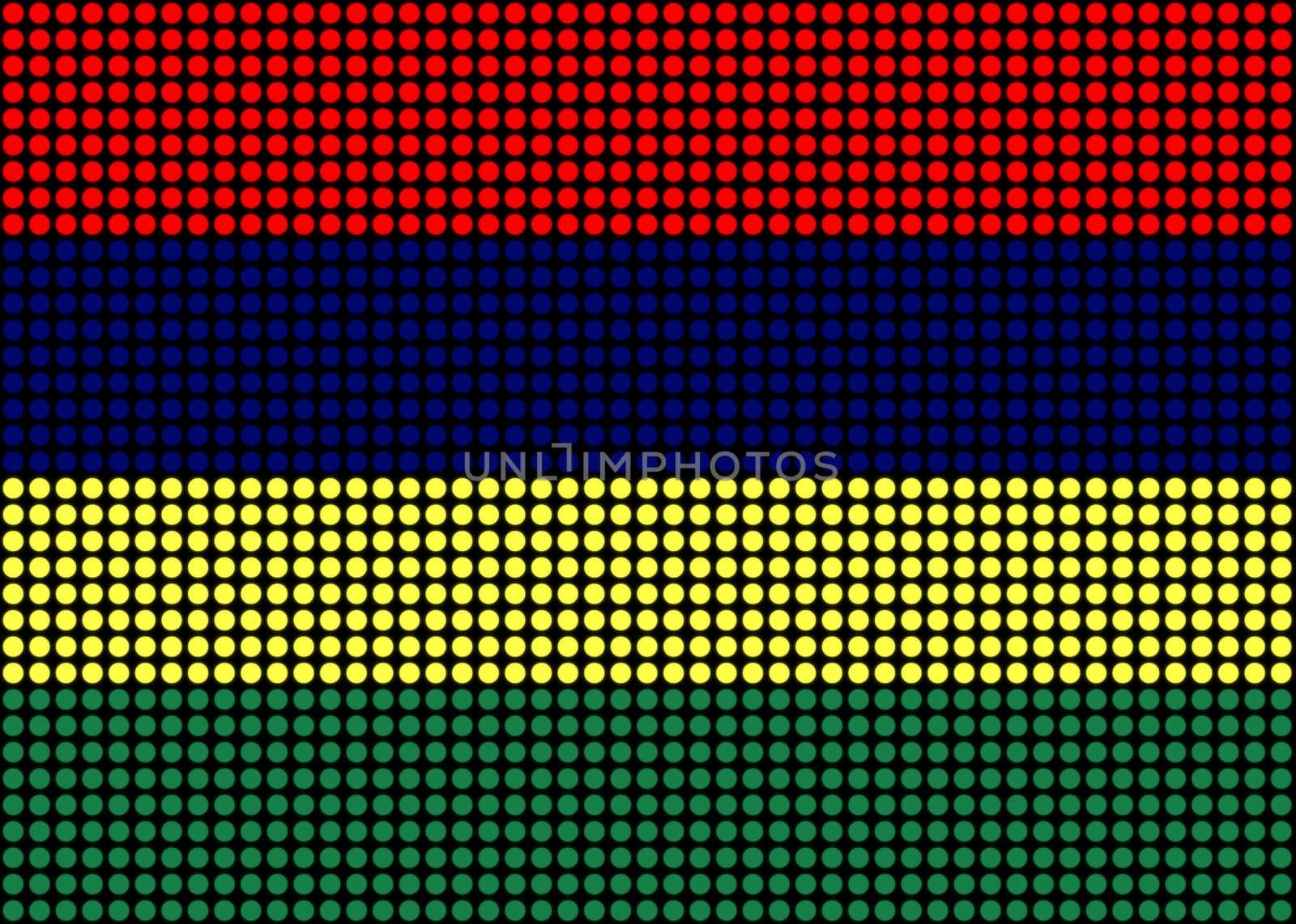 Illustration of an abstract Mauritius Flag made of dots