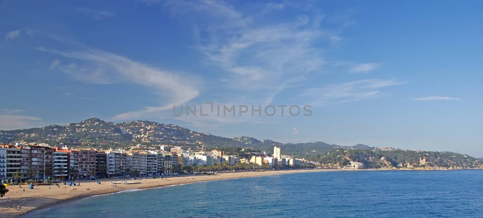 Panoramic view of Lloret de Mar village. Costa Brava, Spain.