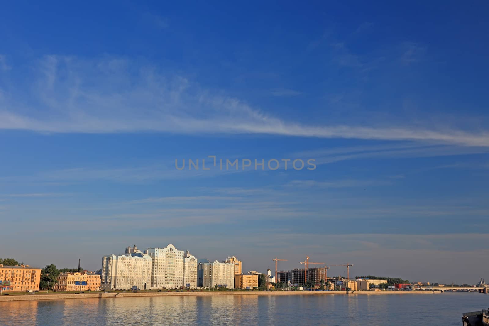 Saint Petersburg cityscape before sunset in the evenening.