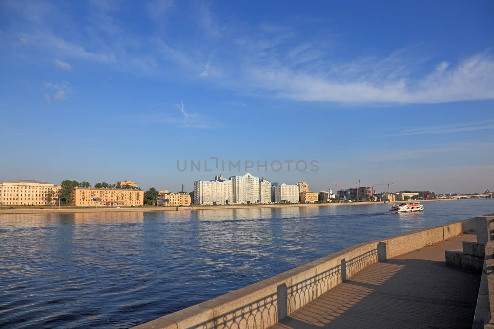 Saint Petersburg cityscape before sunset in the evenening. by borodaev