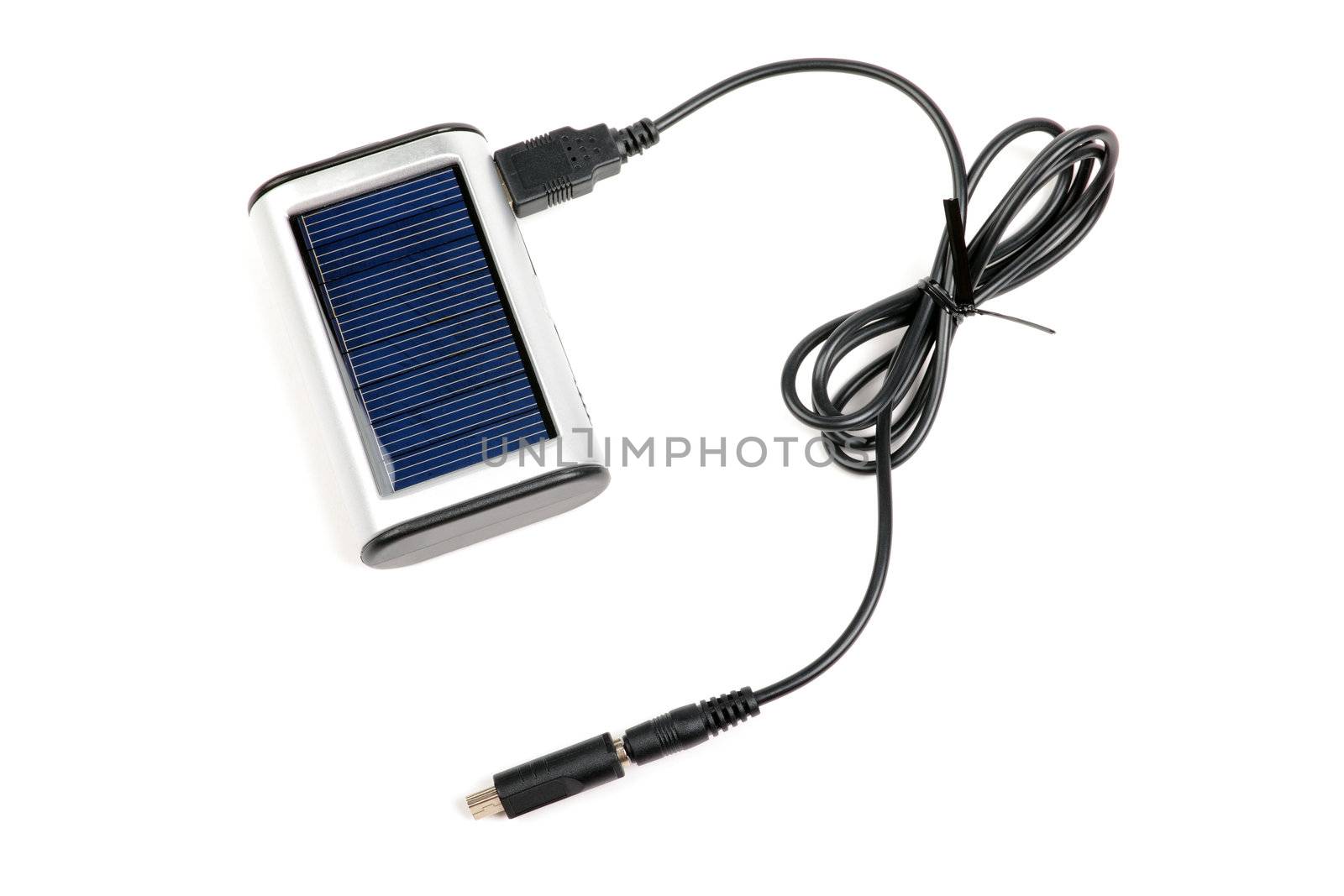 Solar charger for mobile phones isolated on white background. by borodaev