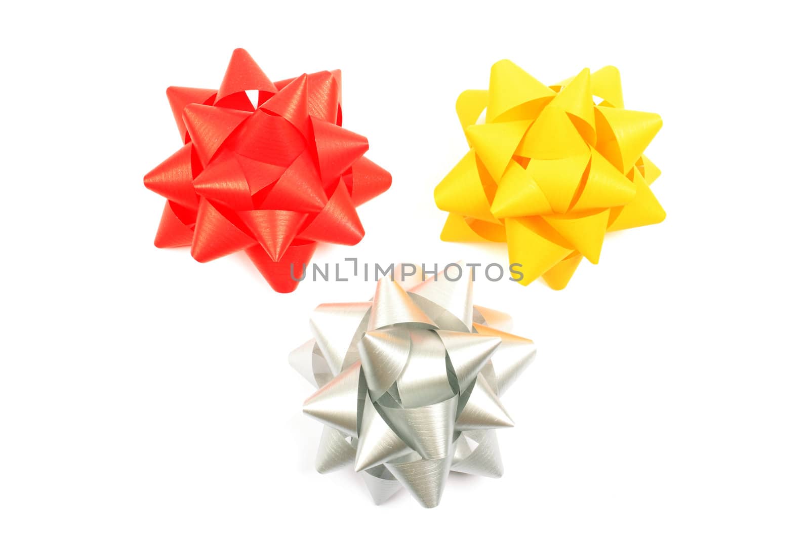 Set of three gift bows isolated on white background. by borodaev