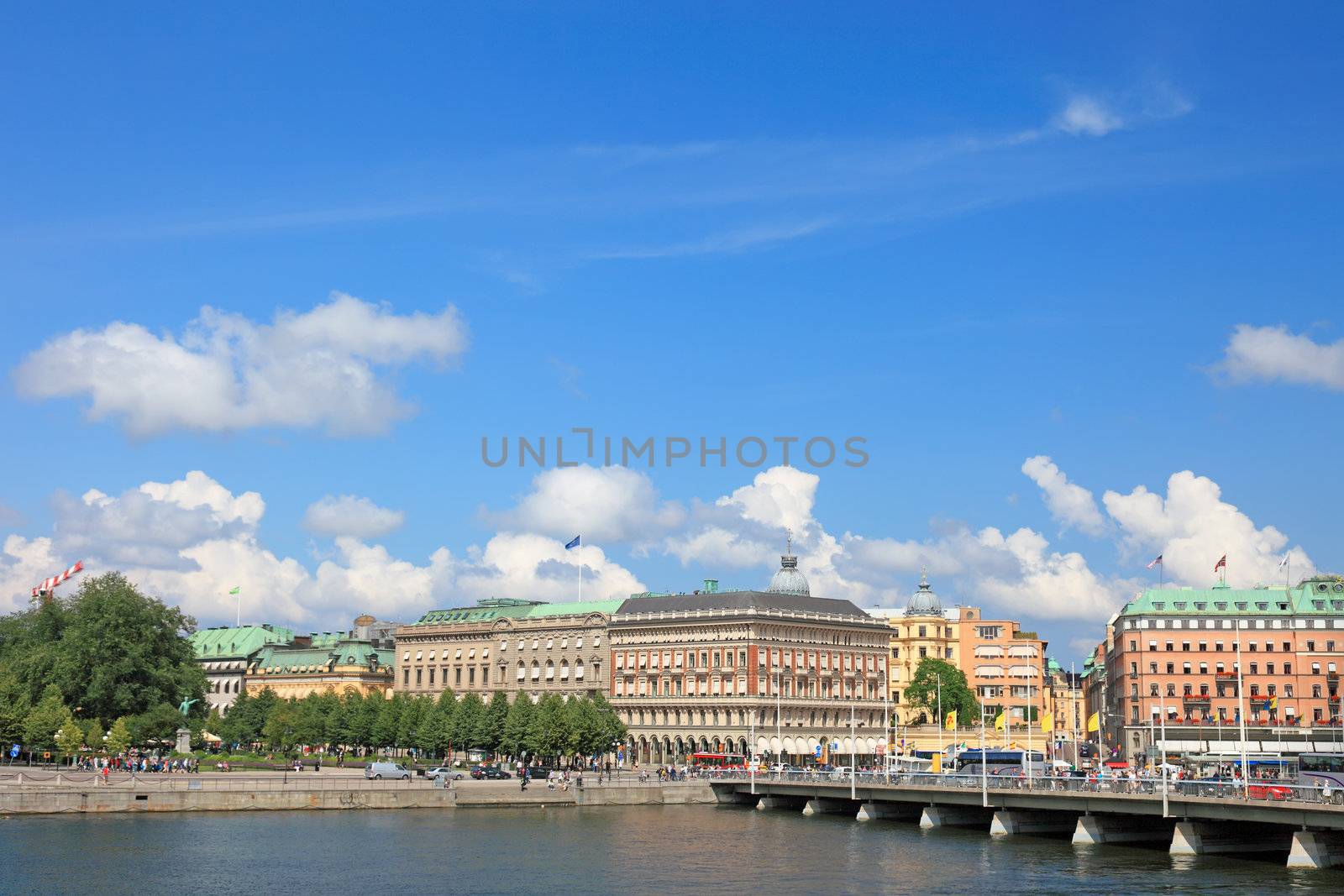 Stockholm city view, bank building. by borodaev