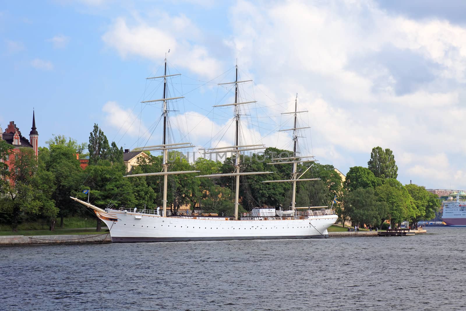 Old war ship in Stockholm harbor, Sweden.