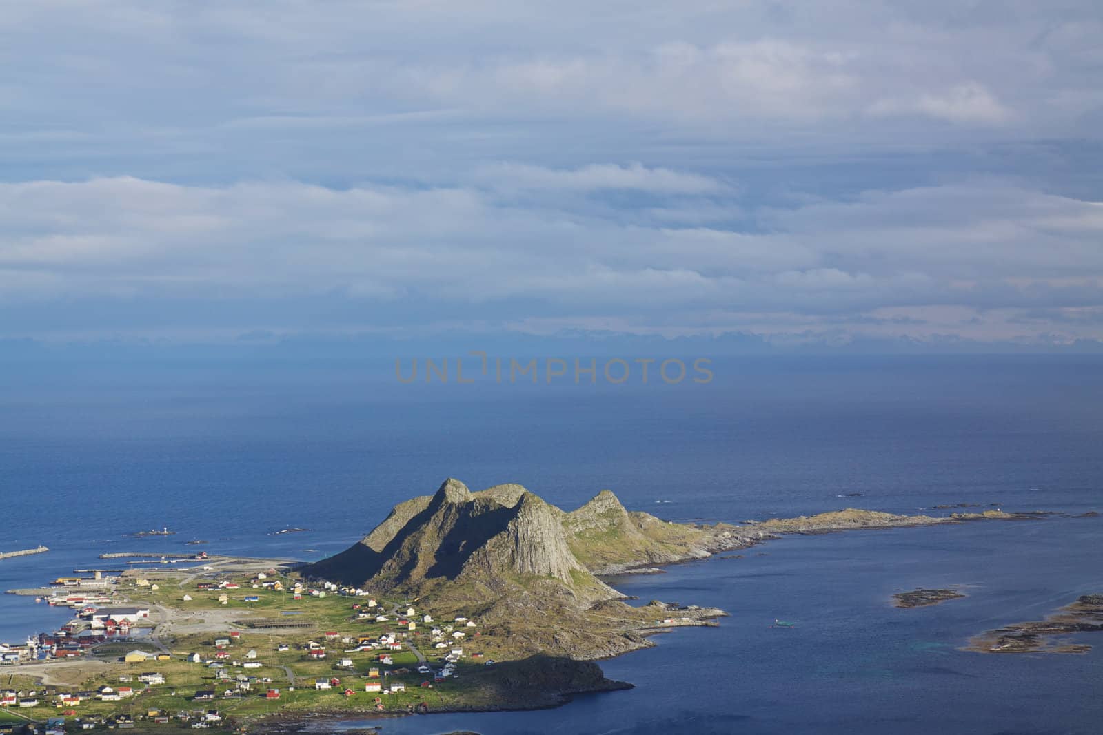 Picturesque island of Vaeroy on Lofoten islands in Norway