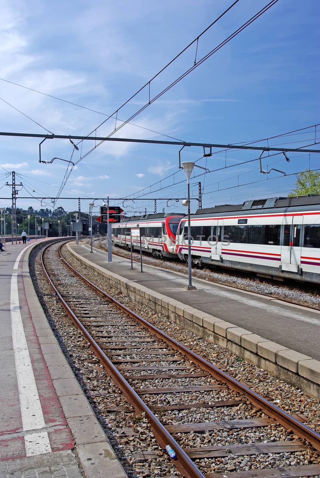 Train on spanish station Blanes, Europe.