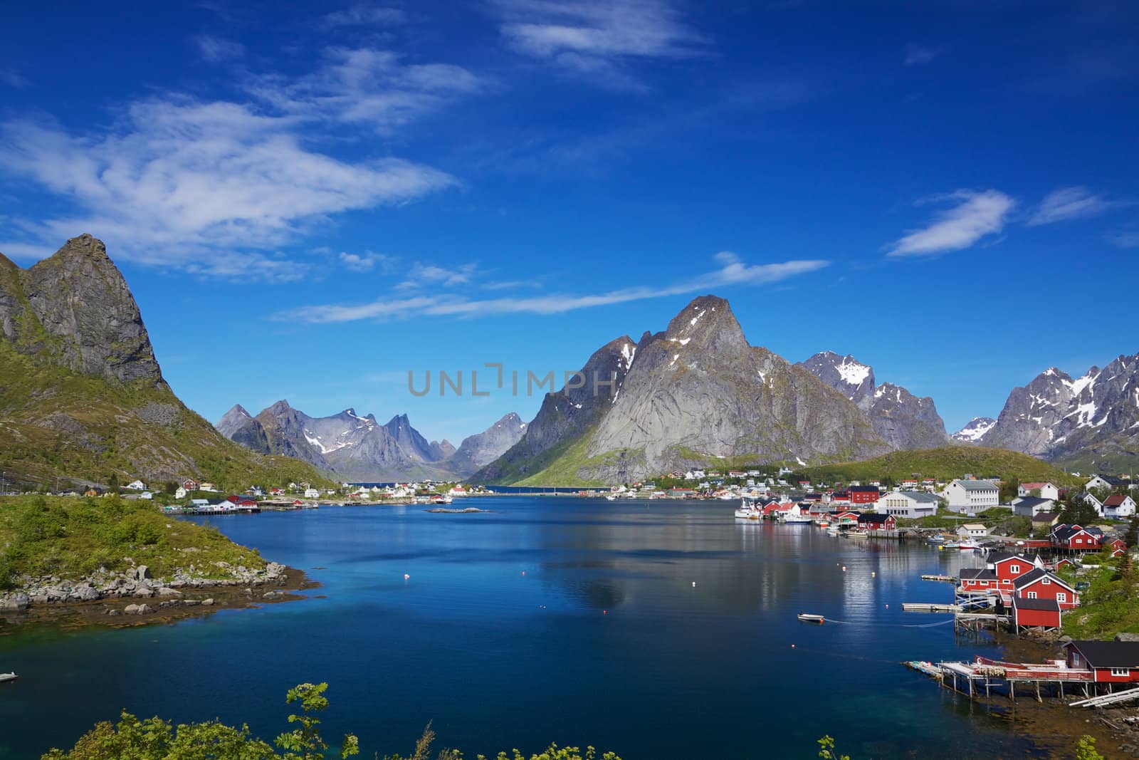 Scenic fishing town of Reine on Lofoten islands in Norway