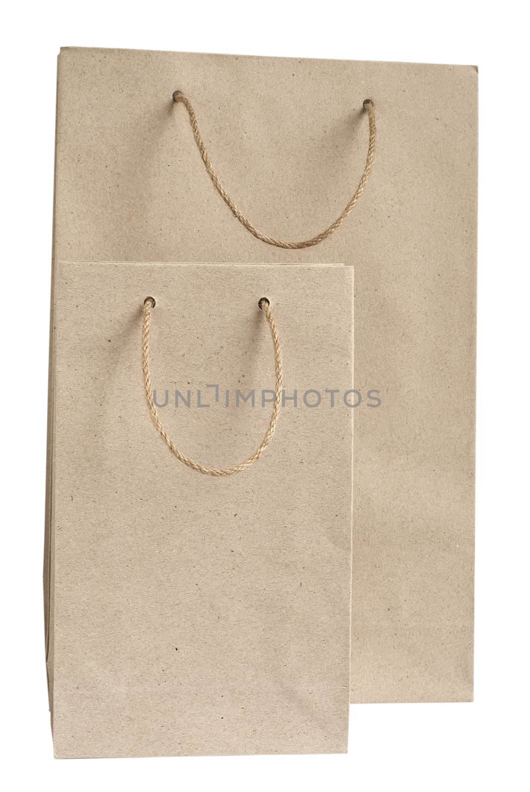 Recycled paper bags with hemp rope handles by varbenov