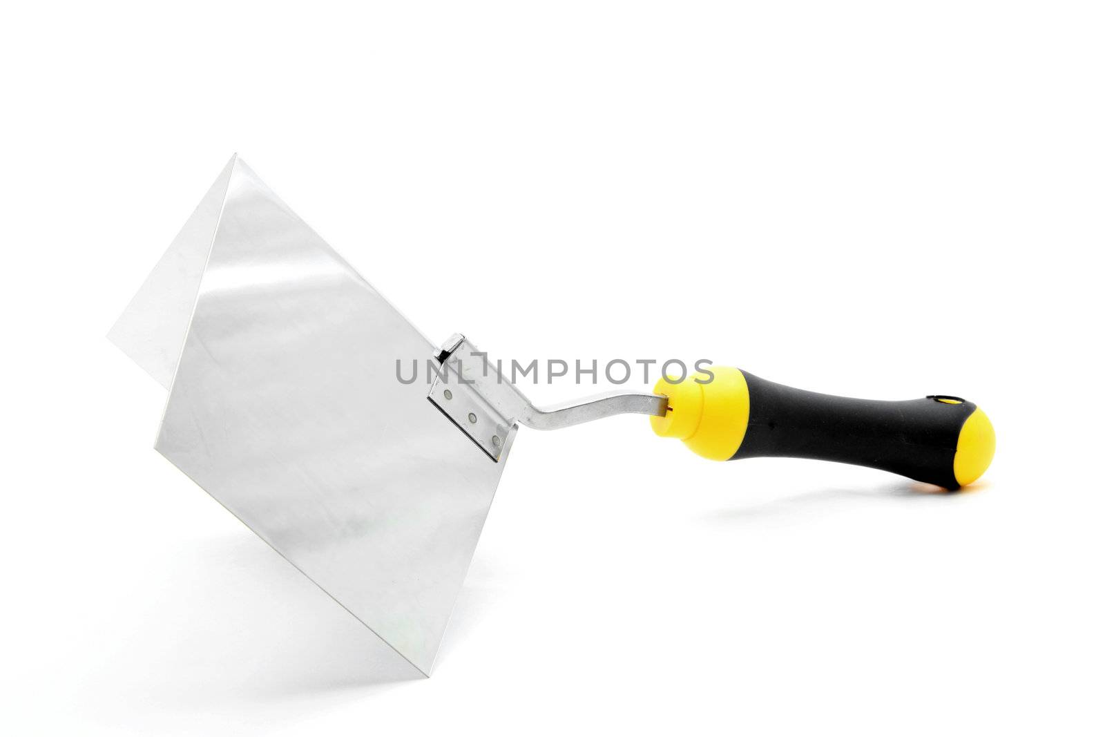 new right angle lute trowel for construction industry over white background