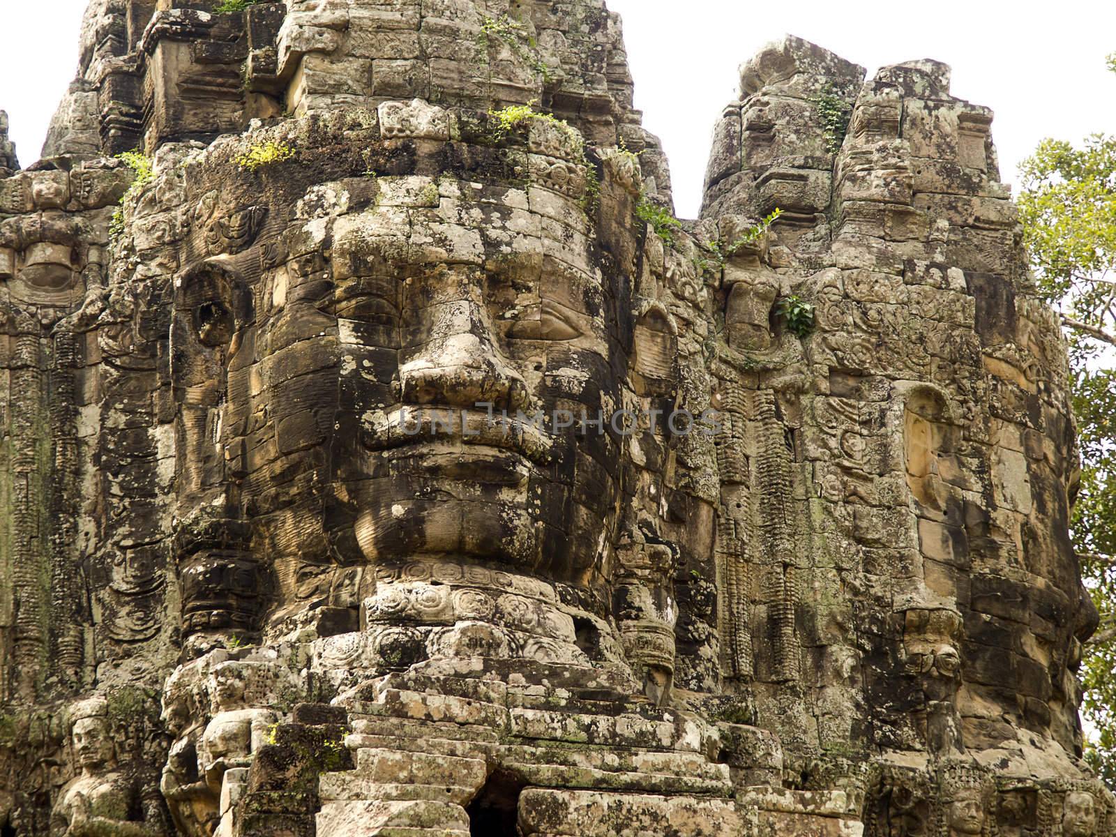 Details of the South Gate of the Angkor Thom complex, The world heritage site in Siem Reap province, Cambodia