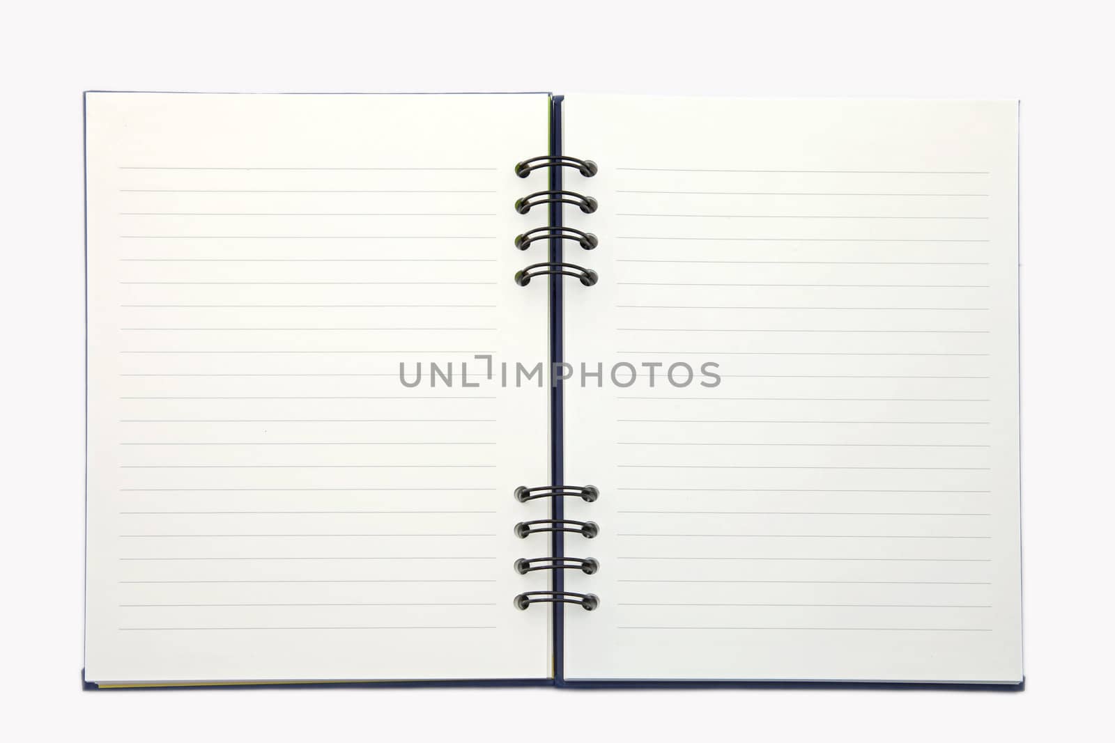 isolated of open notebook on white with ring binder