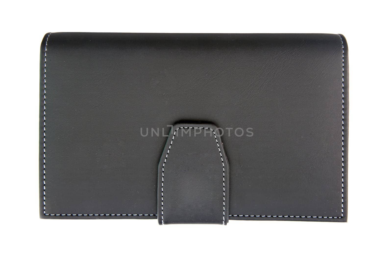 isolated of black fake leather holder notebook by vichie81