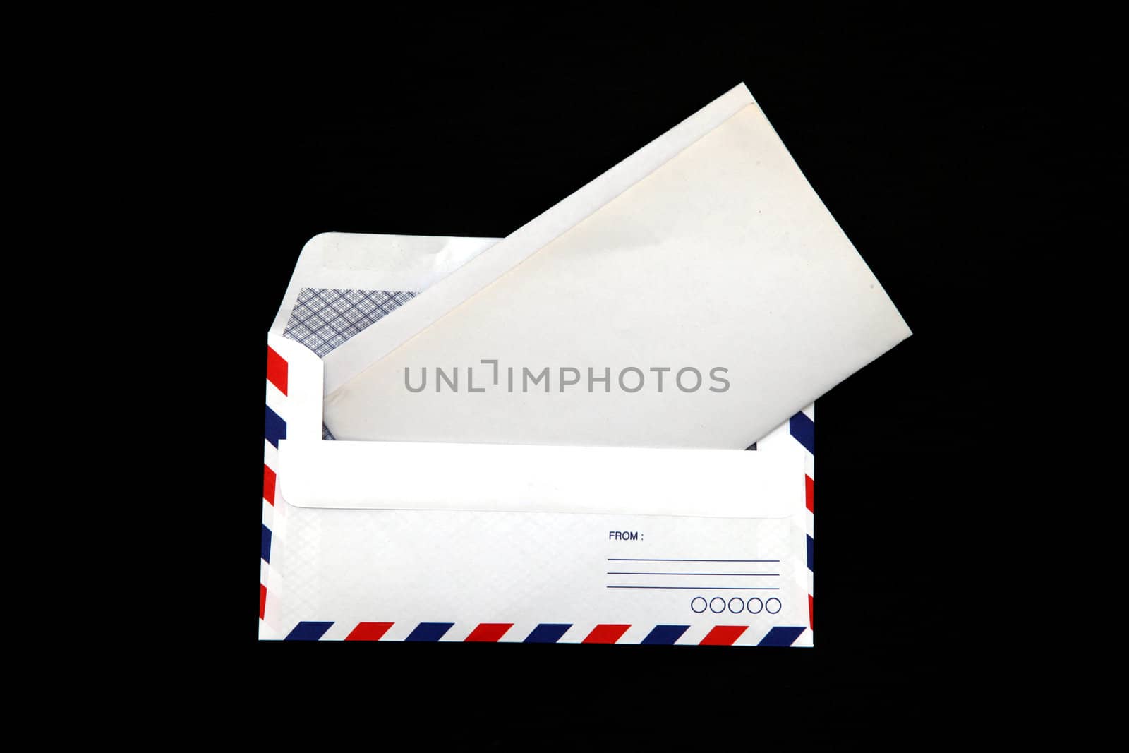 perspective of isolated airmail Envelope with blank vintage pape by vichie81