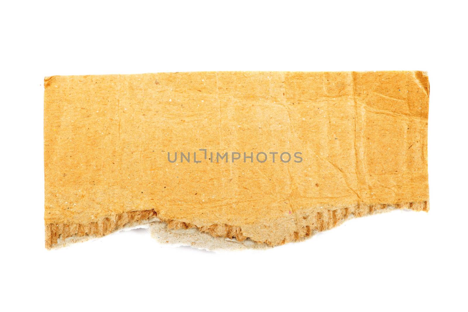 Torn cardboard isolated on white background. As textured background or backdrop.