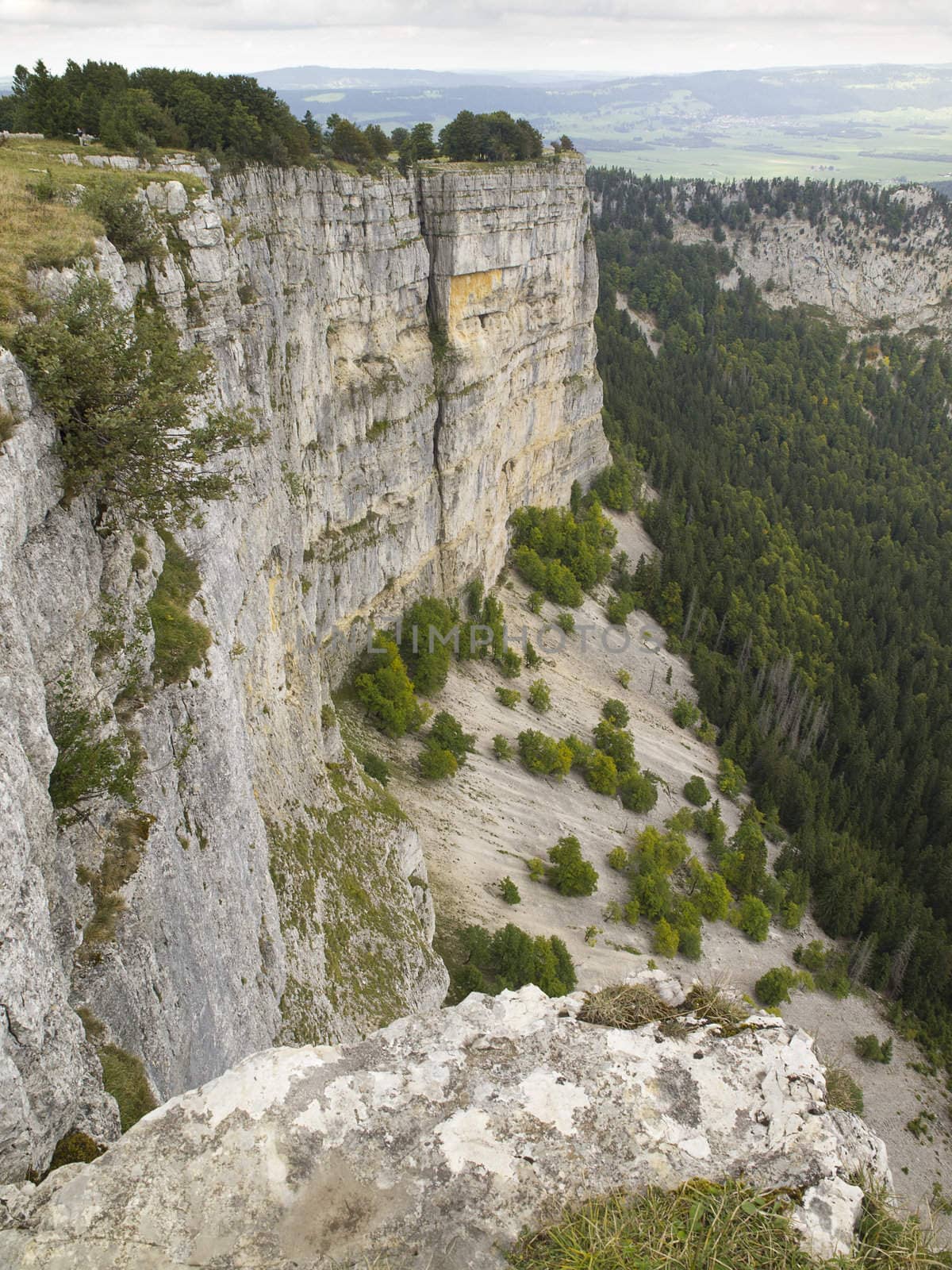 A natural rocky cirque of Creux du Van in Neuchatel, Switzerland