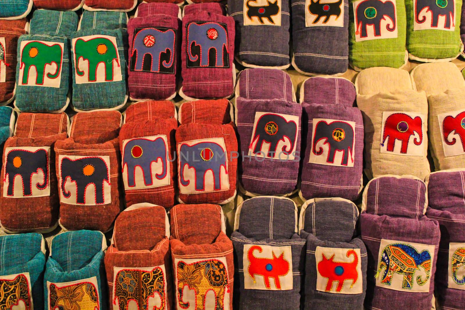 Colorful handmade espadrille background in Luangphrabang,Laos, nightmarket