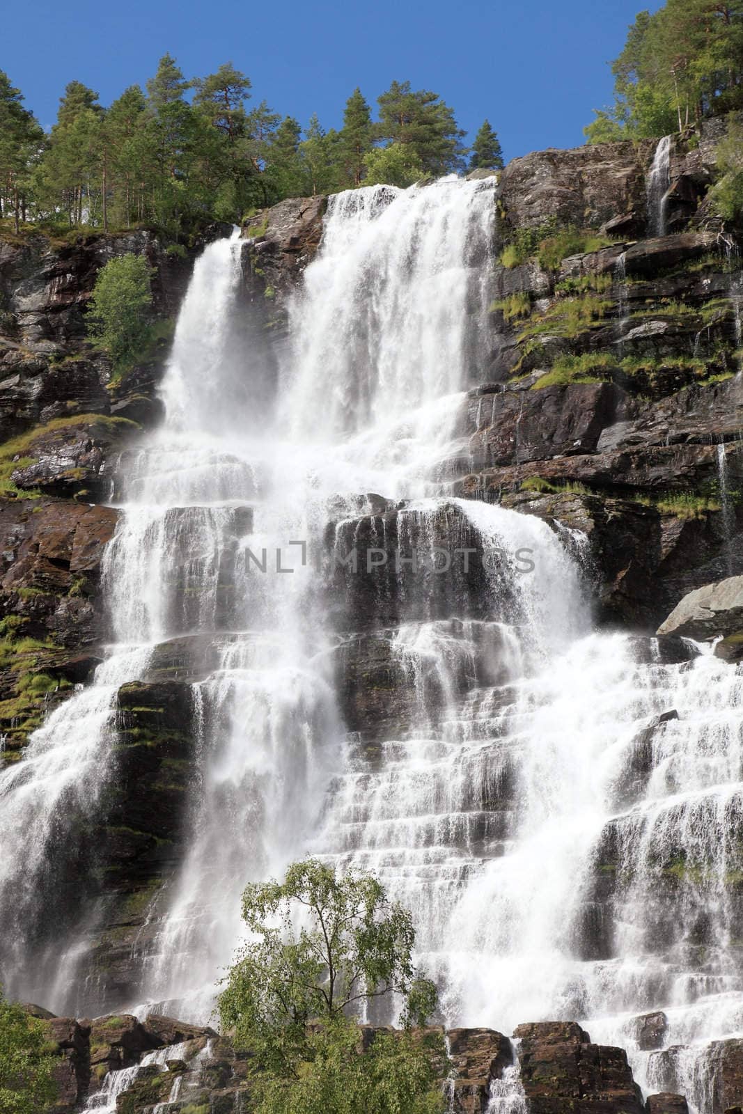 Beautiful waterfall in Norway, Scandinavian Europe. by borodaev