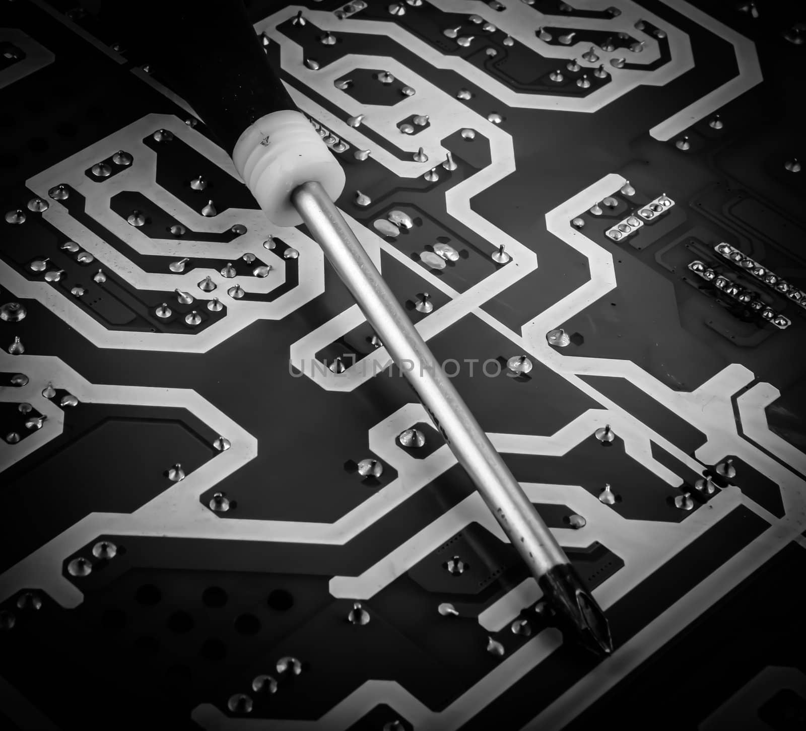 Close-up of electronic circuit board by nenov