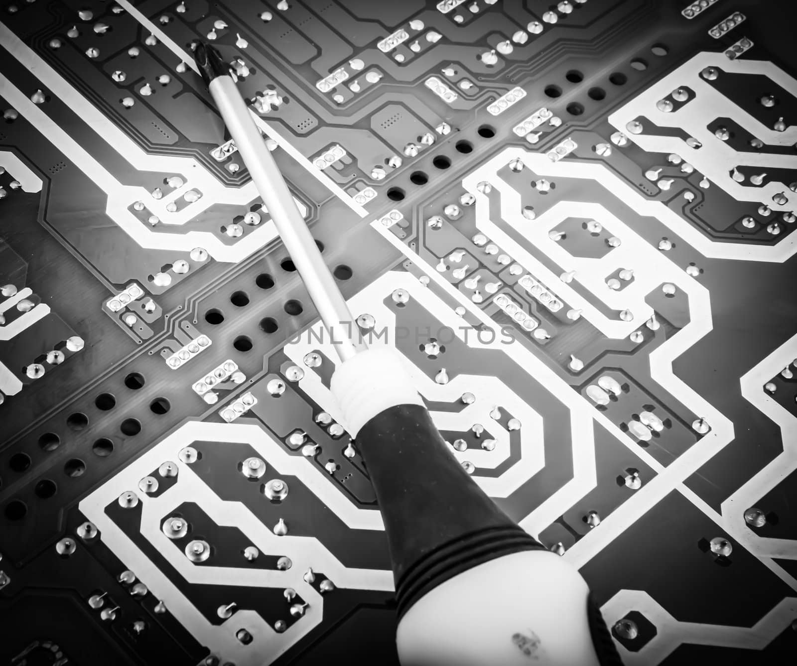 Close-up of electronic circuit board by nenov